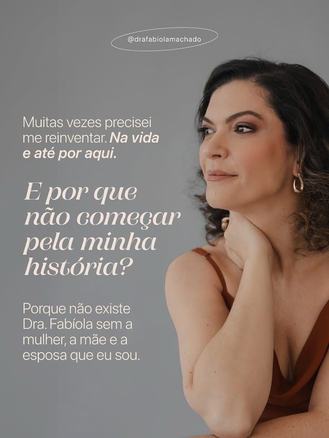Publicação de Dra. Fabíola sobre sua história e formação